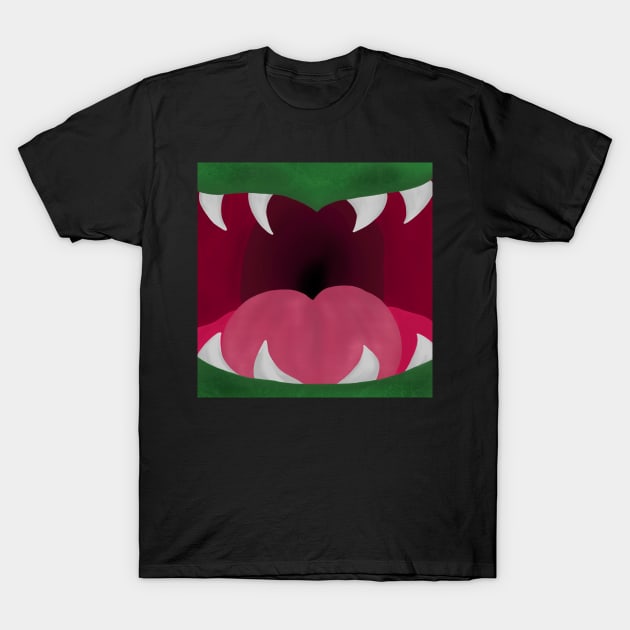 Monster Mouth Halloween Teeth Design T-Shirt by Punderstandable